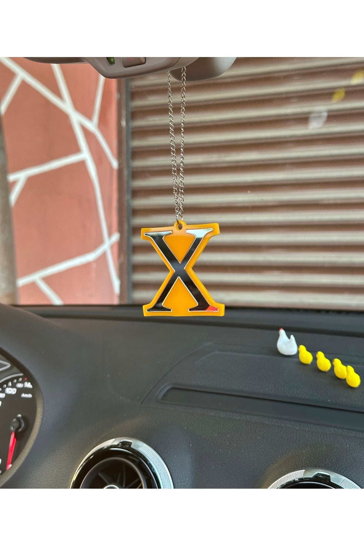 X Dikiz Ayna Süsü (Sarı -Krom)