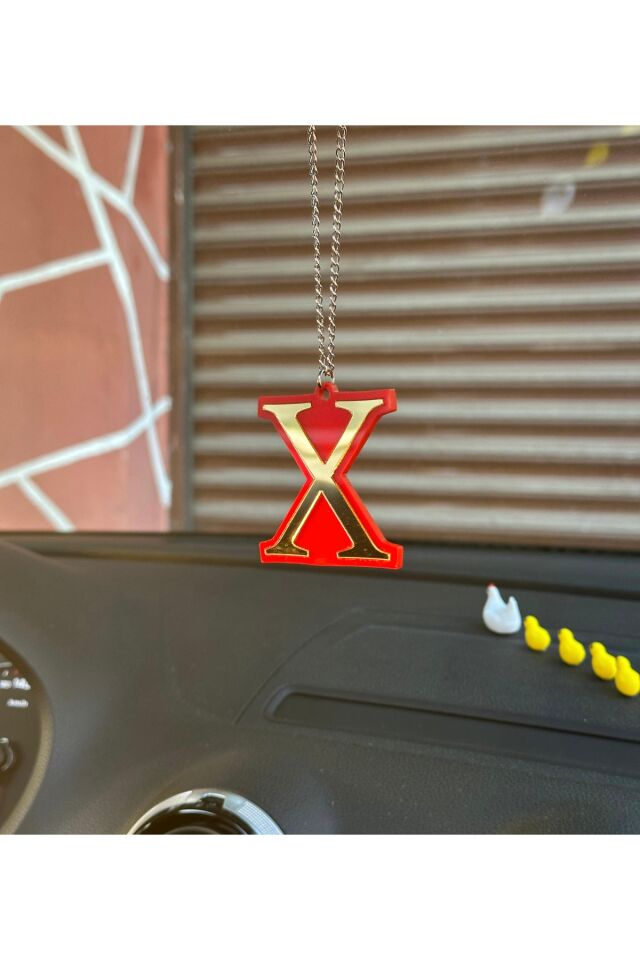 X Dikiz Ayna Süsü (Kırmızı -Gold)