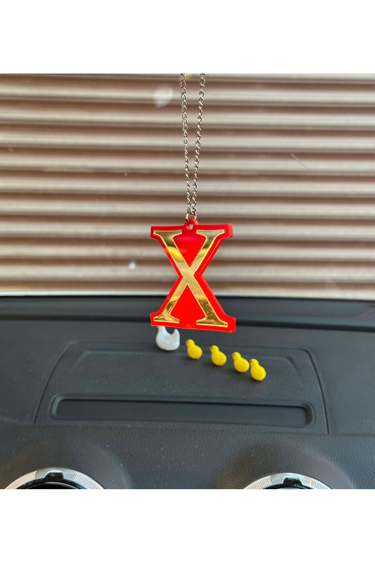 X Dikiz Ayna Süsü (Kırmızı -Gold)