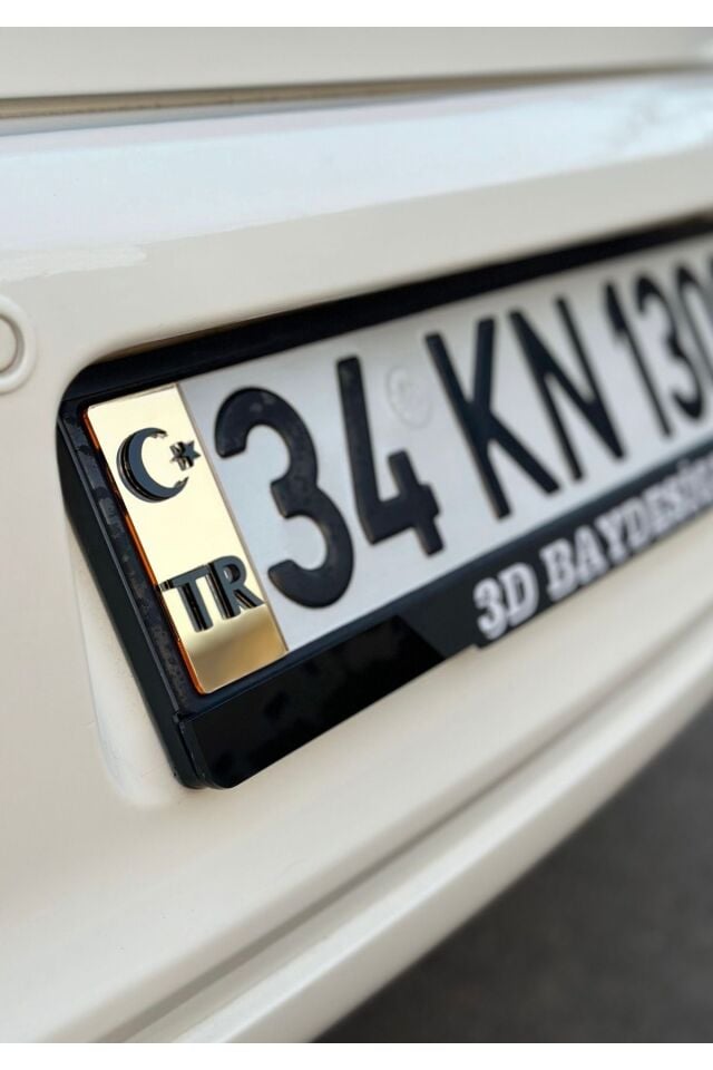 PLEKSİ PLAKA TR GOLD ÜZERİNE SİYAH KAPARTMALI 2 ADET KENDİNDEN YAPIŞKANLI