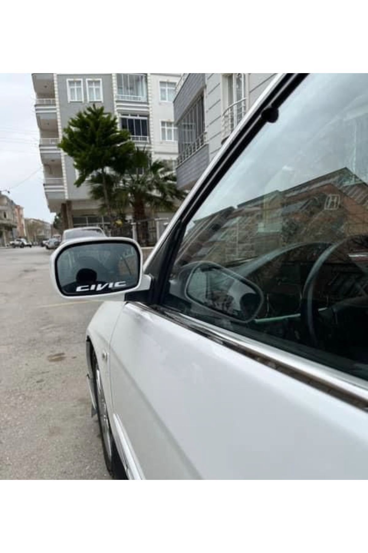 Honda Cıvıc Ayna Yazısı (BEYAZ) 2 Adet 8x1.2 cm